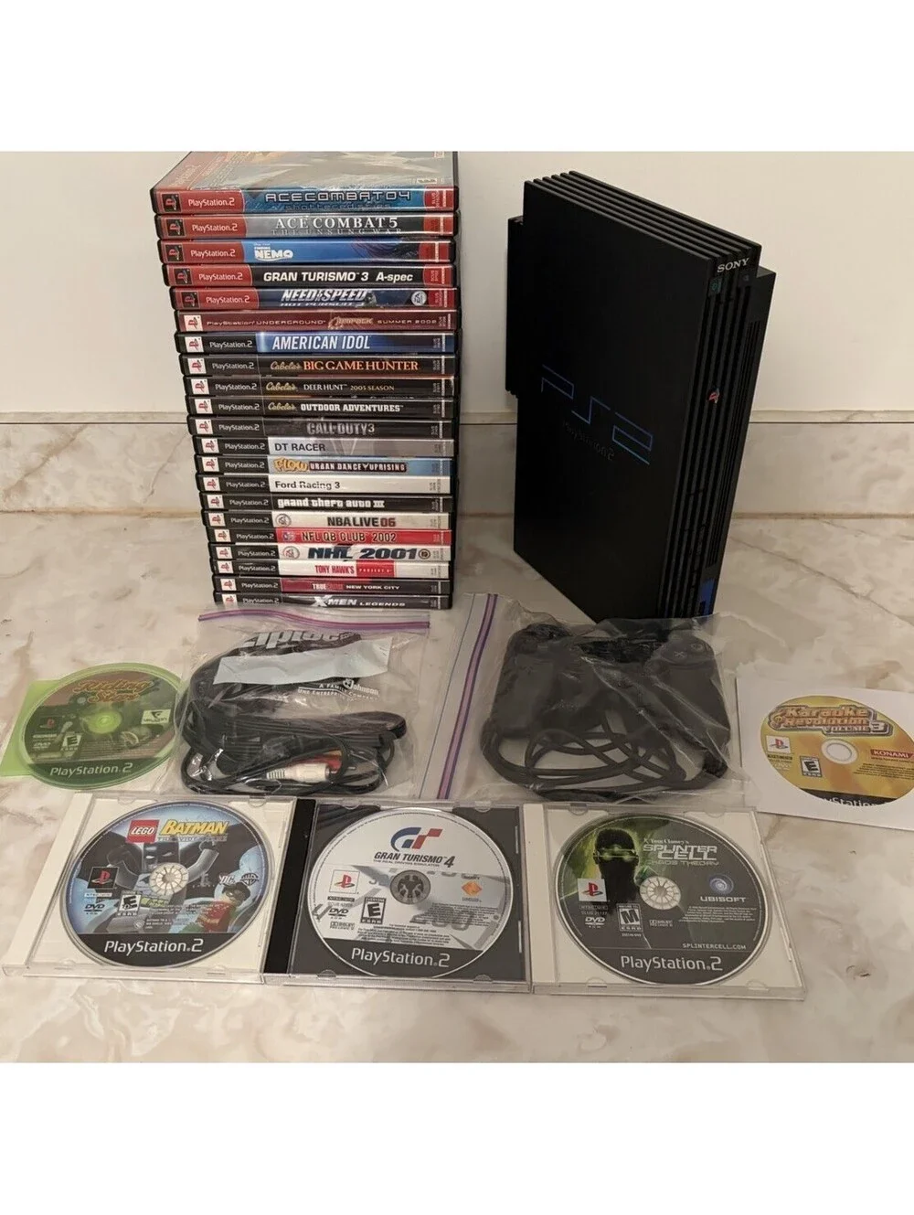 Sony PlayStation 2 SCPH-39001 Console Bundle 26 PS2 Games , Controller & Cables